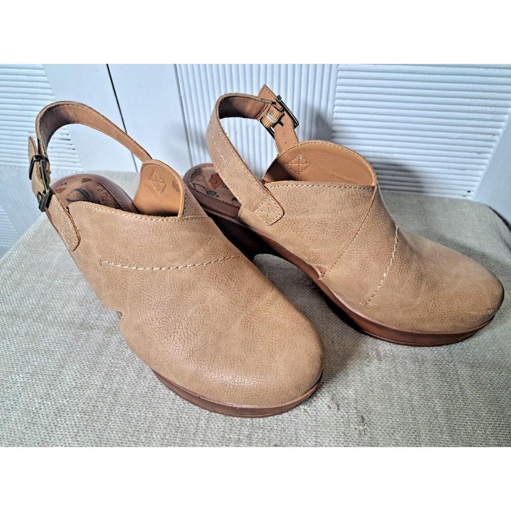 BOC Born ‎ Clogs Platform Women's Size 10M Brown Faux Leather Cecil Cushioned